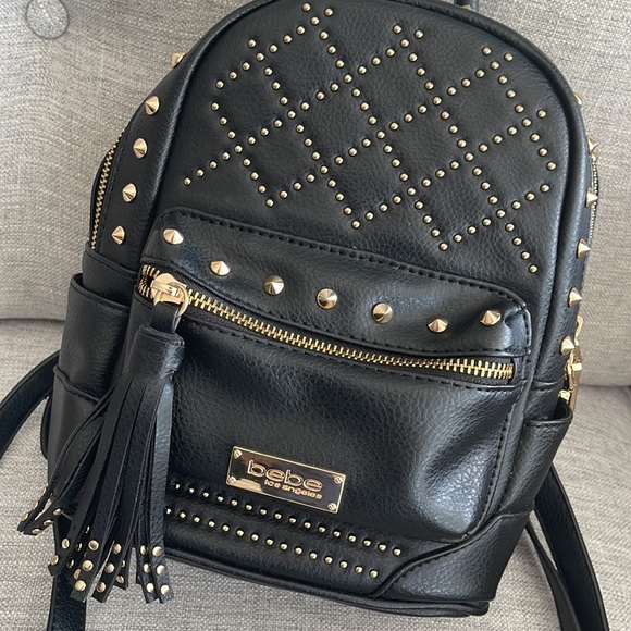 BEBE - Mini Faux Leather Backpack with gold studs - Picture 2 of 7